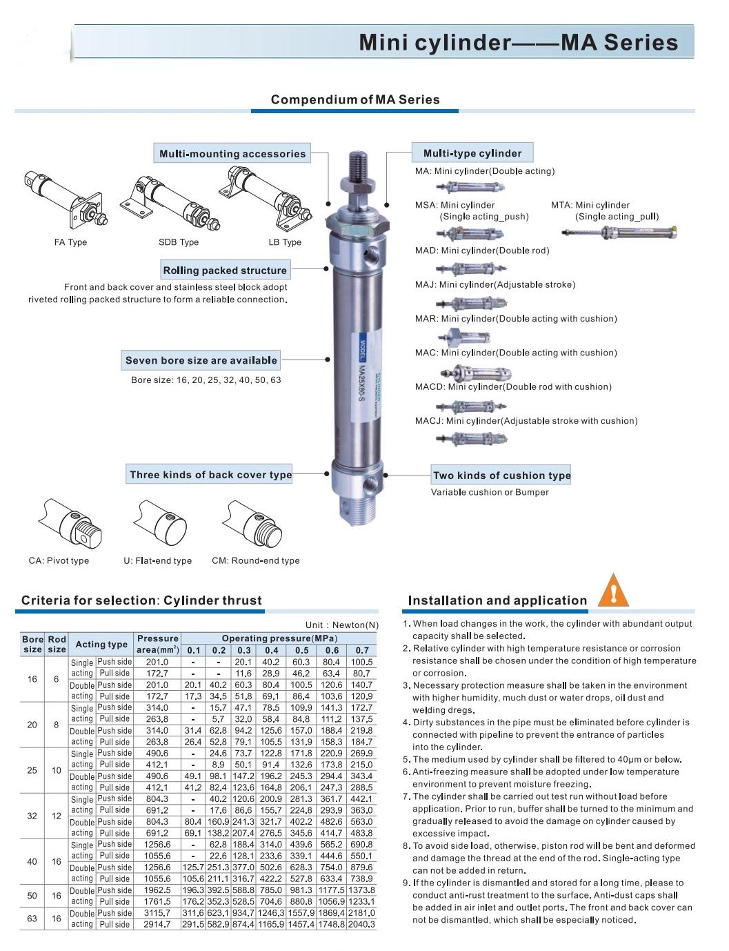 Ma Msa Mta Mad Maj Series Stainless Steel Mini Cylinder Chinese Factories